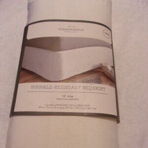 Threshold Wrinkle-resistant White Bedskirt Twin
